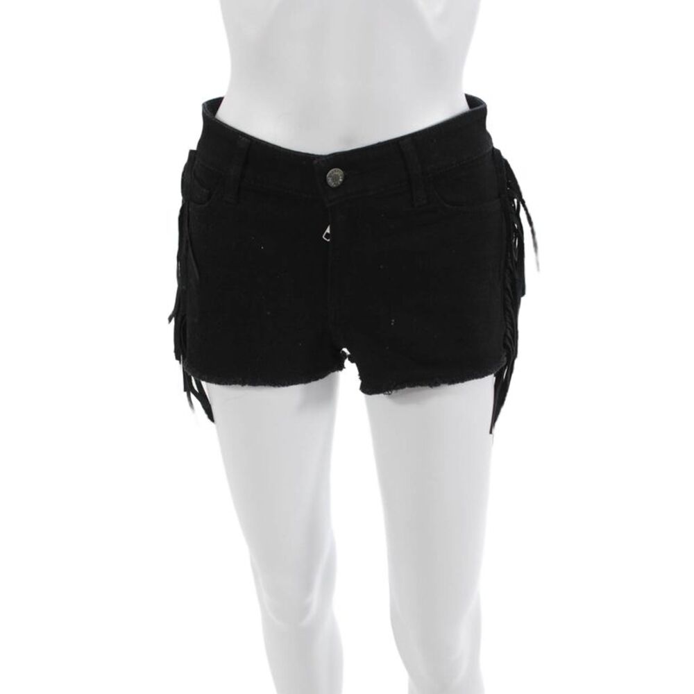 Zadig Women Biker Black Shorts 98% Cotton 2% Elastane Button Size 36